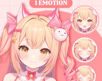 Niedliches PNGTuber Modell | Katzen Mädchen PNGTuber Vorgefertigtes Modell | VeadoTube Modell | Niedliches PNG Tuler Modell | Vtuber Model, Reaktives PNG, GIFTuber