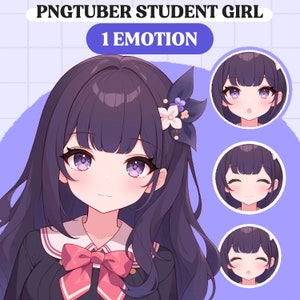 Leuk pngTuber-model | Student meisje pngTuber kant-en-klaar model | VeadoTube-model | Leuk png-knolmodel | Vtuber-model, reactief png-bestand, GIFTuber