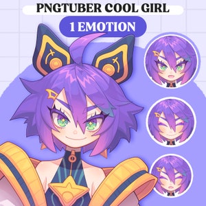 Leuk pngTuber-model | Cool Girl kant-en-klaar pngTuber-model | VeadoTube-model | Leuk png-knolmodel | Vtuber-model, reactief png-bestand, GIFTuber