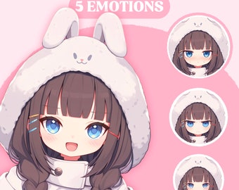 PNGTuber Model | Chibi Bunny Girl PNGTuber Premade Model | Chibi PNG Tuber Asset | Cute Animal PNGTuber Model | Vtuber Assets, VeadoTube