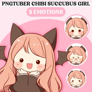Chibi PNGTuber Model | Chibi Succubus Girl PNGTuber Premade Model | Chibi PNG Tuber Asset | Kawaii PNG Tuber Model | Vtuber Model, VeadoTube