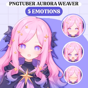 Leuk pngTuber-model | Aurora Girl kant-en-klaar pngTuber-model | VeadoTube-model | Leuk png-knolmodel | Vtuber-model, reactief png-bestand, GIFTuber