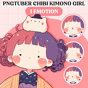 Cute PNGTuber Model | Chibi Kimono Girl PNGTuber Premade Model | VeadoTube Model | PNG Tuber Model | Vtuber Model, Reactive PNG, GIFTuber