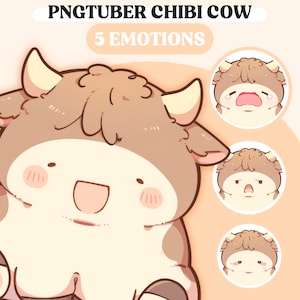 Chibi PNGTuber Modelo / Chibi Vaca PNGTuber Modelo prefabricado / Chibi PNG Tuber Activo / Animal PNG Tuber Modelo / Modelo Vtuber, Modelo VeadoTube