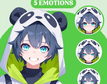 Cute PNGTuber Model | Panda Boy PNGTuber Premade Model | Anime Animal PNGTuber Assets | Vtuber Model | VeadoTube Model, Streamer, GIFTuber