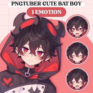 Niedliches PNGTuber Modell | Süsser Fledermaus Junge PNGTuber Vorgefertigtes Modell | VeadoTube Modell | Niedliches PNG Tuler Modell | Vtuber Modell, Reaktives PNG, GIFTuber