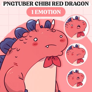 Cute PNGTuber Model | Chibi Red Dragon PNGTuber Premade Model | VeadoTube Model | PNG Tuber Model | Vtuber Model, Reactive PNG, GIFTuber
