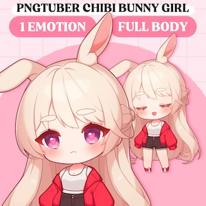 Cute PNGTuber Model | Chibi Bunny Girl PNGTuber Premade Model | Chibi PNG Tuber Model | Full Body Vtuber Model, VeadoTube, GIFTuber