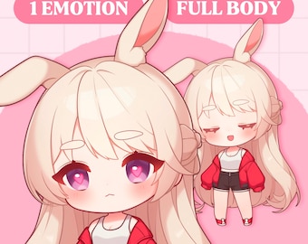 Cute PNGTuber Model | Chibi Bunny Girl PNGTuber Premade Model | Chibi PNG Tuber Model | Full Body Vtuber Model, VeadoTube, GIFTuber