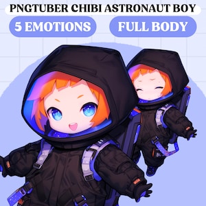 Modelo PNGTuber, Modelo prefabricado Chibi PNGTuber de astronauta, Modelo Chibi PNG Tuber, Activos PNGTuber bonitos, Modelo Vtuber de cuerpo completo, Veadotube
