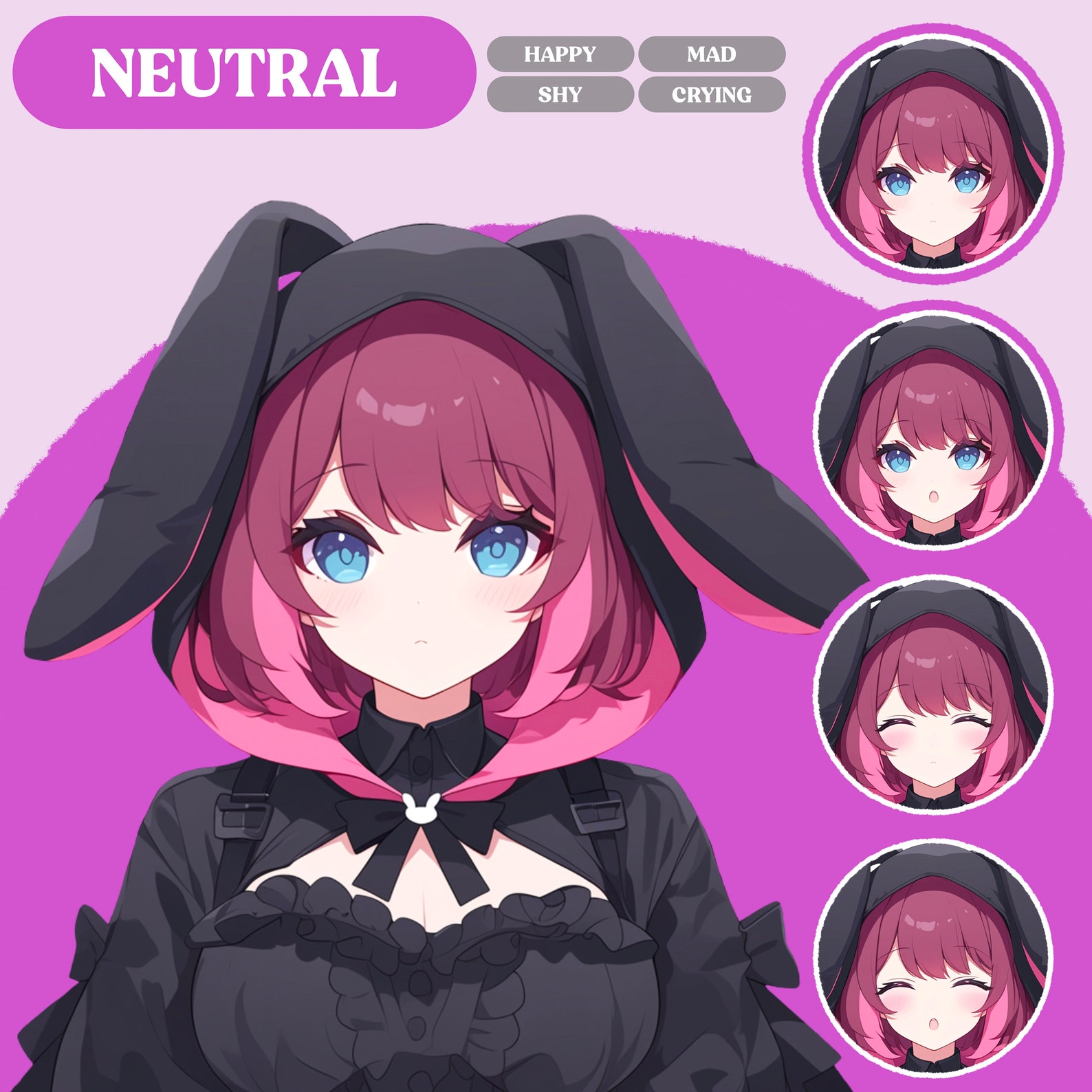 Pngtuber Model | Bunny Girl Pngtuber Premade Model | Anime Pngtuber ...