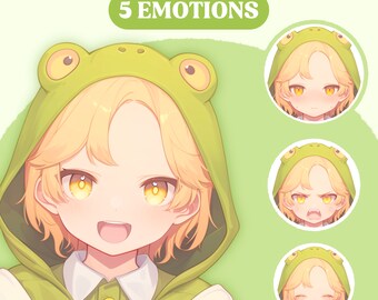 PNGTuber Model | Chibi Blonde Frog Boy PNGTuber Premade Model | Chibi PNG Tuber Asset | Animal PNGTuber Boy | Vtuber Assets, VeadoTube