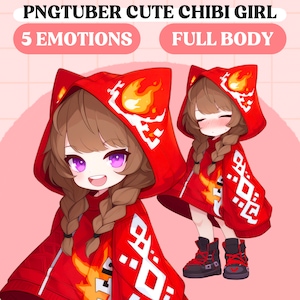 PNGTuber Model | Cute Chibi Girl PNGTuber Premade Model | Chibi PNG Tuber Model | Cute PNGTuber Assets | Full Body Vtuber Model, Veadotube