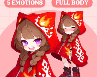 PNGTuber Model | Cute Chibi Girl PNGTuber Premade Model | Chibi PNG Tuber Model | Cute PNGTuber Assets | Full Body Vtuber Model, Veadotube