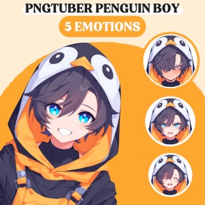 PNGTuber Model | Penguin Boy PNGTuber Premade Model | Anime PNG Tuber Assets | Cute Animal PNGTuber Boy | Vtuber Assets, VeadoTube Model