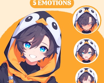 PNGTuber Model | Penguin Boy PNGTuber Premade Model | Anime PNG Tuber Assets | Cute Animal PNGTuber Boy | Vtuber Assets, VeadoTube Model