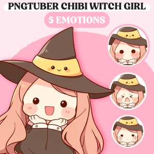 Chibi PNGTuber Model | Chibi Witch Girl PNGTuber Premade Model | Chibi PNG Tuber Asset | Kawaii PNG Tuber Model | Vtuber Model, VeadoTube