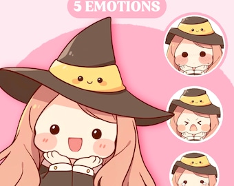 Chibi PNGTuber Model | Chibi Witch Girl PNGTuber Vorgefertigtes Modell | Chibi PNG PNG Datei | Kawaii PNG Tuber Modell | Vtuber Model, VeadoTube
