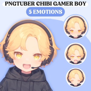 PNGTuber Model | Chibi Blonde Gamer Boy PNGTuber Premade Model | Chibi PNG Tuber Asset | Cute PNGTuber Boy | Vtuber Assets, VeadoTube Model