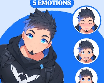 Modelo PNGTuber / Modelo prediseñado de chico fuerte PNGTuber / Recursos de anime PNGTuber / Chico lindo PNGTuber / Giftuber, Recursos de Vtuber, Modelo VeadoTube