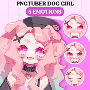 Cute PNGTuber Model | Dog Girl PNGTuber Premade Model | VeadoTube Model | Cute Animal PNG Tuber Model | Vtuber Model, Reactive PNG, GIFTuber