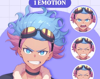 Modèle mignon PNGTuber | Modèle préfabriqué PNGTuber Anime Boy | Modèle VeadoTube | Joli modèle de tubercule PNG | Modèle Vtuber, PNG réactif, GIFTuber