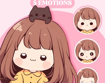 Chibi PNGTuber Model | Chibi Girl PNGTuber Premade Model | Chibi PNG Tuber Asset | Cute PNG Tuber Model | Vtuber Model, VeadoTube Model