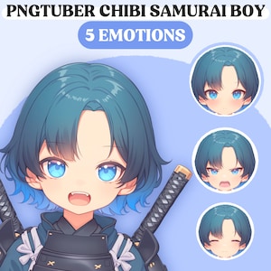 PNGTuber Model | Chibi Samurai Boy PNGTuber Premade Model | Chibi PNG Tuber Asset | Cute PNGTuber Boy | Vtuber Assets, VeadoTube Model