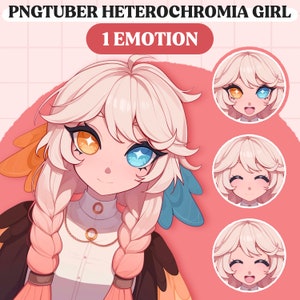 Cute PNGTuber Model | Heterochromia Girl PNGTuber Premade Model | VeadoTube Model | Cute PNG Tuber Model | Vtuber Model, GIFTuber, OC Adopt