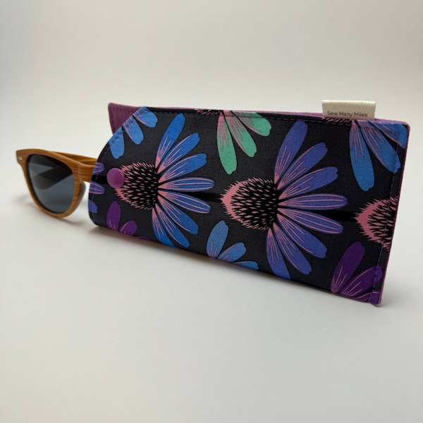 Sunglass Case, Eyeglass Case,  Slim Case for Reading Glasses, Floral Glass Case, Anna Maria Horner, Echinacea Glow