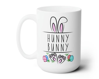Hunny Bunny Rae Dunn Inspired Mug, 15oz Ceramic, Easter Gift, Spring Decor, Coffee Tea Cup, Whimsical, Playful, Love, Cute, Family