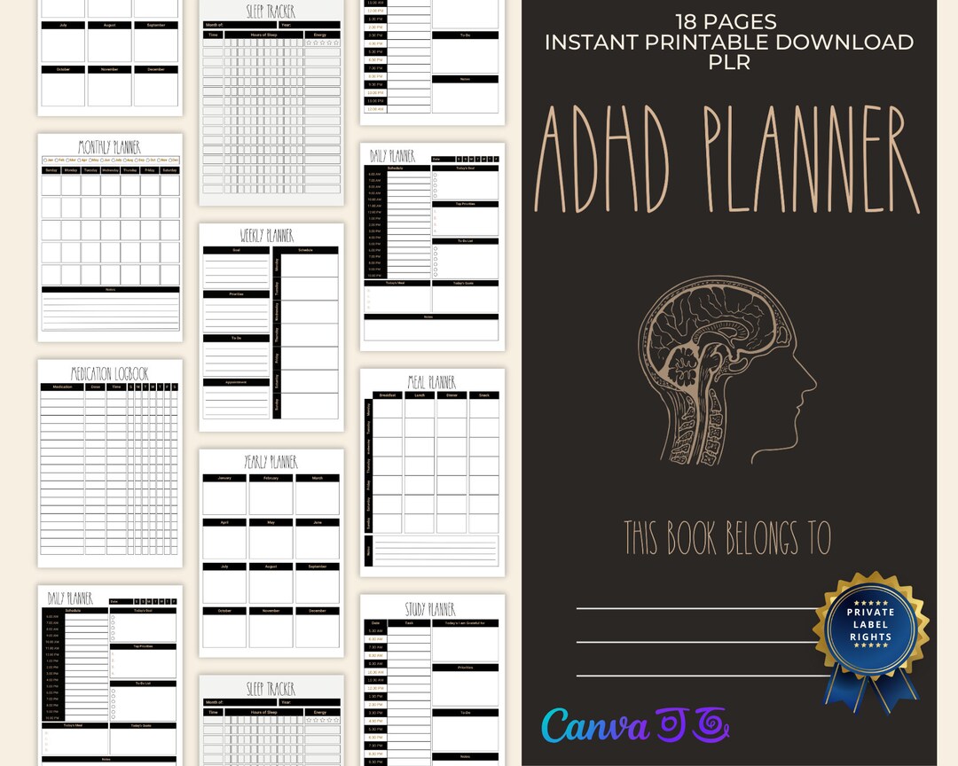 ADHD Planner. PLR. Master Resell Rights. Digital Marketing. - Etsy