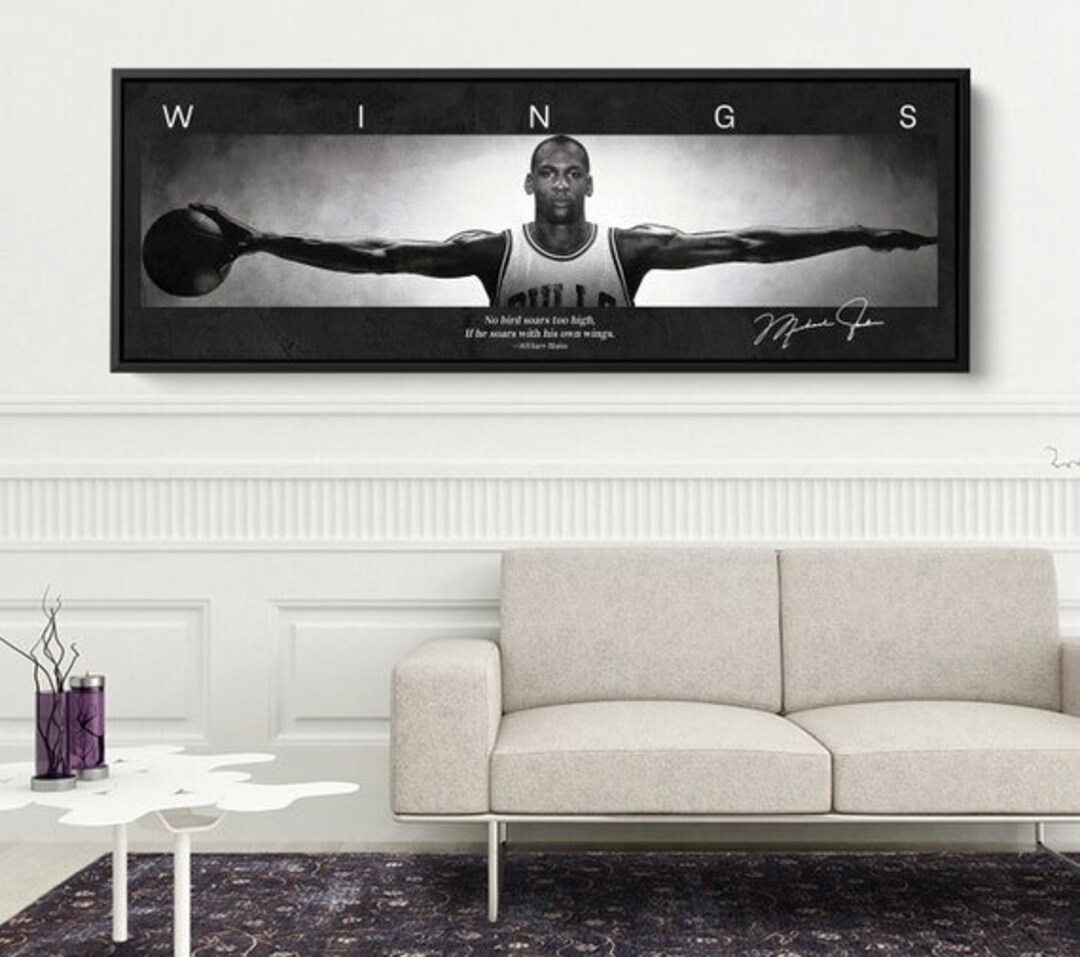Nba Michael Jordan Wings Wall Art Basketball Canvas Paintings Etsy
