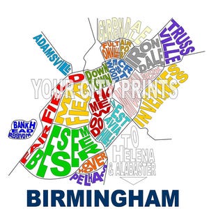 Birmingham, Alabama Word Map art