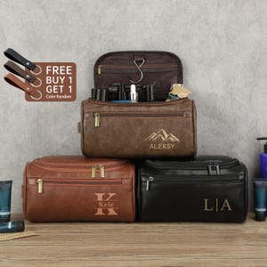Trousse de toilette en cuir personnalisée pour homme, cadeaux de garçons d'honneur, trousse de toilette de voyage personnalisée, cadeau d'anniversaire pour lui, cadeau de Noël pour homme