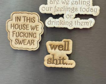 Funny Profanity Magnets, Sassy Fridge Decor, Gag Gift - Set of 3