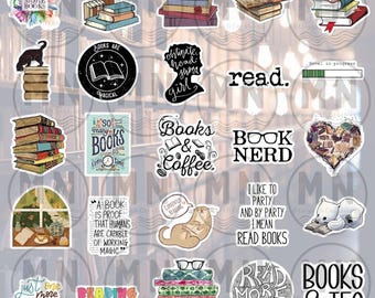 Nerdy Book Stickers - Literary Laptop Decals, Book Lover Gift