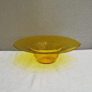Vintage Blenko Crackle Glass Bowl, Vintage Yellow Crackle Glass