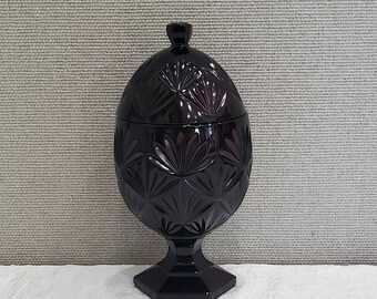 Vintage Ruby Red Luminarc Candy Dish: Cristal d'Arques Pedestal Egg