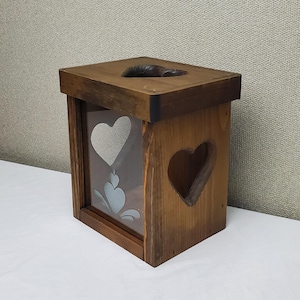 Wooden Candle Lantern with Hearts, Vintage Candle Lantern, Glass Window,