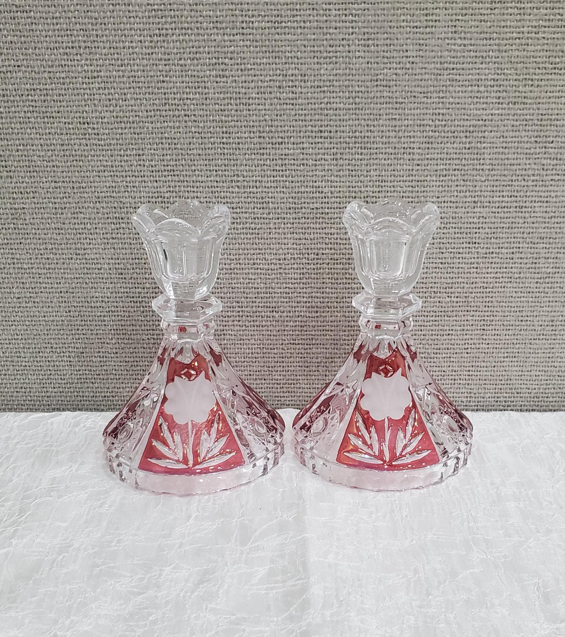 Anna Hutte Bleikristall Candlestick Holder, Vintage Candle Holder