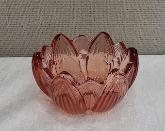 Fenton Glass Flower Pedal Trinket Dish, Vintage Fenton Cranberry Rose Nut Dish