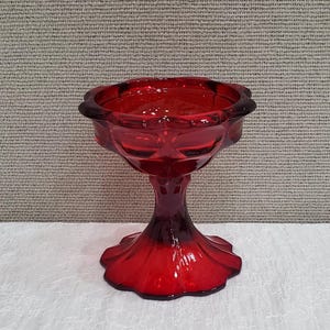 Vintage Fenton Red Glass Candle Holder: USA Made Candy Dish