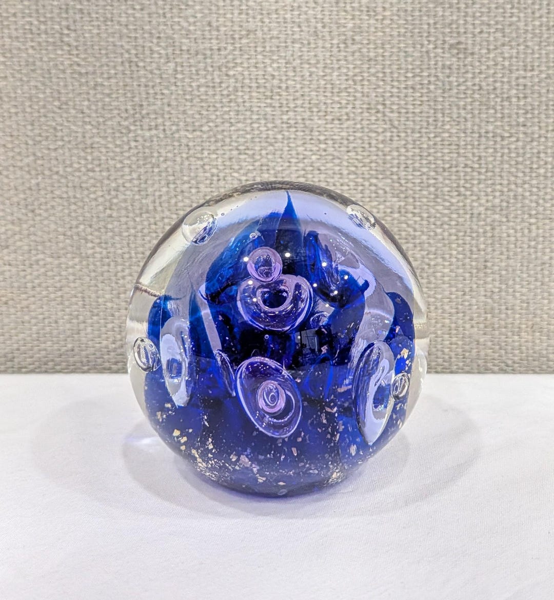 Hand-blown Art Glass Cobalt Blue Paperweight - Etsy