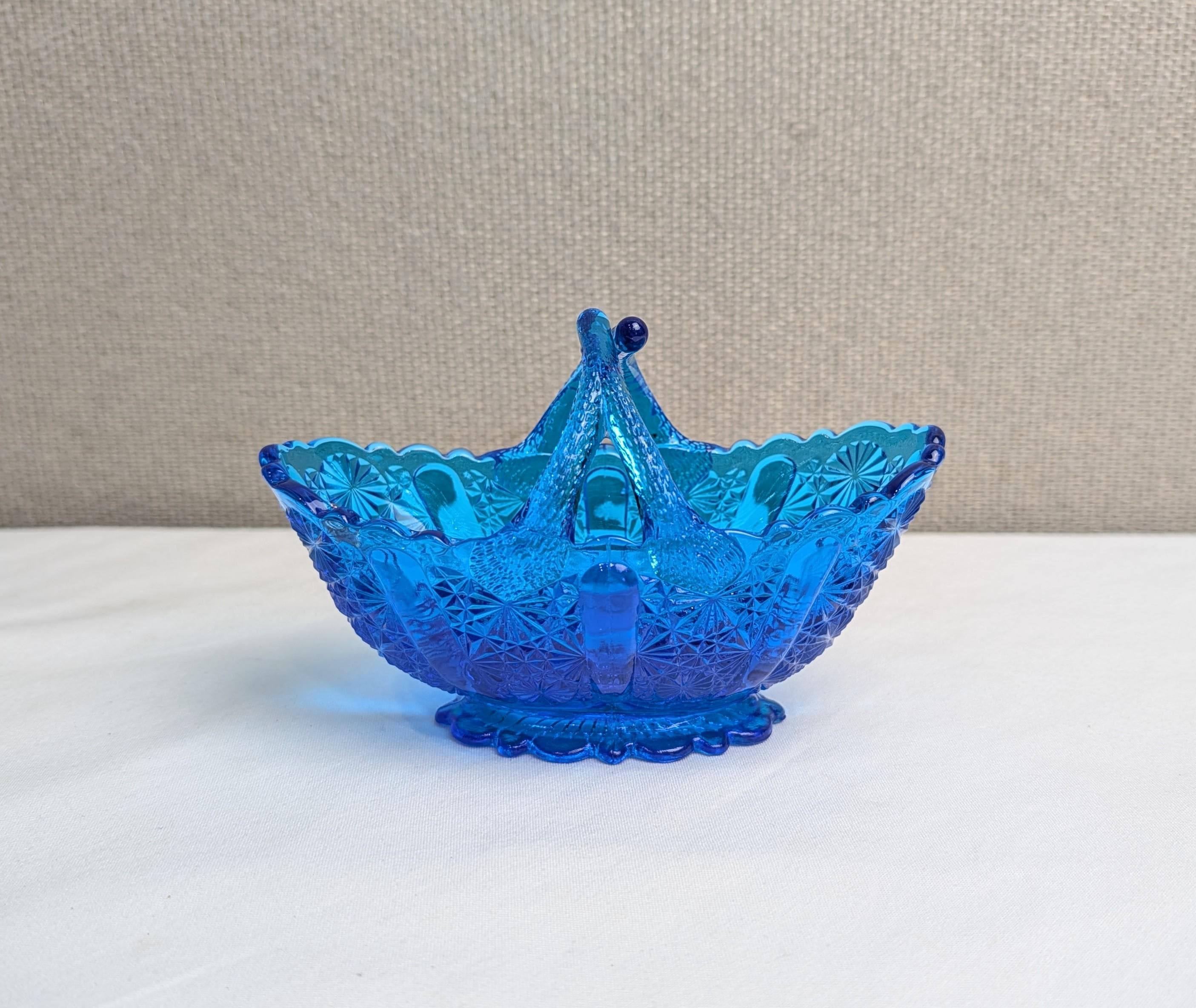 Vintage Fenton Colonial Blue Basket - Etsy
