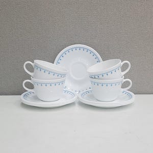 Vintage Corelle Blue Snowflake Garland Cup and Saucer Set