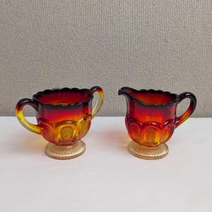 Amberina Sugar and Creamer Set - Etsy
