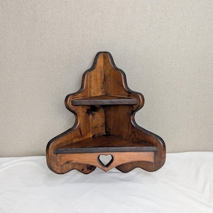Heart Corner Shelf - Etsy Vintage 90s Wooden Heart Cut Out Corner Wall Shelf Cottagecore Country Farmhouse main image 1