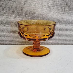 Vintage Indiana Glass, Footed Amber Indiana Glass,  King Crown Thumbprint