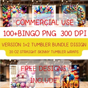 Bingo Tumbler Wrap Bundle PNG, Bingo Bundle 20 oz Skinny Tumbler Sublimation Design, Instant Download, InstantTumblerArt, Skinny Tumbler PNG image 1